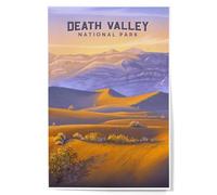 Lantern Press 12x18 Inch Art Print Wall Decor, Death Valley National Park, California, Sand Dune Sunset, Oil Painting