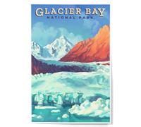 Lantern Press 12x18 Inch Art Print Wall Decor, Glacier Bay National Park, Alaska, Oil Painting