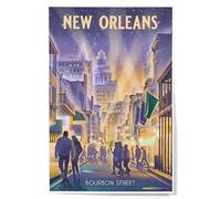 Lantern Press 12x18 Inch Art Print Wall Decor, New Orleans, Louisiana, Bourbon Street Litho