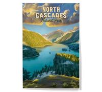 Lantern Press 12x18 Inch Art Print Wall Decor, North Cascades National Park, Washington, Oil Painting National Park Series
