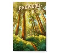 Lantern Press 12x18 Inch Art Print Wall Decor, Redwood National and State Parks, California, Oil Painting