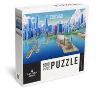 Lantern Press Chicago, Illinois, Lithograph City Series 1000 Piece Jigsaw Puzzle for Adults, Made in USA with Reference Poster