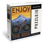 Lantern Press Enjoy The Ride, Mountain Bike Scene 1000 Piece Jigsaw Puzzle for Adults, Made in USA with Reference Poster