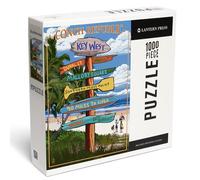 Lantern Press Key West, Florida, Conch Republic, Destination Signs, 1000 Piece Jigsaw Puzzle for Adults, Made in USA with Reference Poster