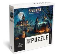 Lantern Press Salem, Massachusetts, Lithograph, Cemetery Witch's Brew 1000 Piece Jigsaw Puzzle for Adults, Made in USA with Reference Poster