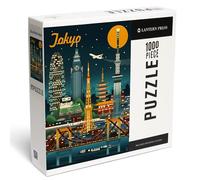 Lantern Press Tokyo, Japan, Retro Skyline, 1000 Piece Jigsaw Puzzle for Adults, Made in USA with Reference Poster