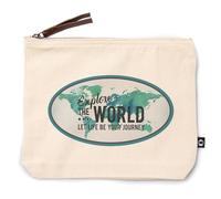 Lantern Press World Map, Explore the World, Watercolor, Outline (100% Cotton Canvas Travel Accessory Bag), Multicolor, Travel Go Bag, Multicolor, Travel Go Bag, Modern, Multicolored, Travel Go Bag