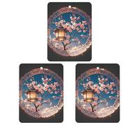 Lantern Round Gorgeous Pattern Car Air Freshener, 3 Pcs Square Hanging Air Freshener Cards, Long Lasting Fragrance Scented Cards for Car, Home, Office Black-style