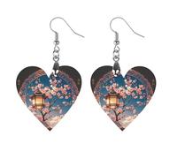 Lantern Round Gorgeous Pattern Wooden Earrings for Women, Vintage Elegant Wood Jewelry, Lightweight Earrings for Wedding, Party, Everyday Jewelry Gift, Star, Wood, wood