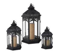 Lantern set Decorative Candle Holders Iron Glass Vintage Lantern Collection