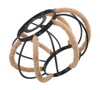 Lantern Shaped Metal Lampshade Hemp Rope for Pendant Fixture | Vintage Boho Industrial Accent, Iron Build Natural Rope, for Cafe Decor and Entryway