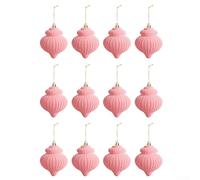 Lantern Shaped Plush Ball Decoration Set Suitable for Christmas Tree and Seasonal For Festive Displays Adding Elegant Holiday Touch (Pink)