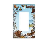 Lantern Single Rocker Light Switch Cover, Outdoor Rustic Mountain Cow Summer Blue Plastic Standard Size Switch Plate Decorative for New Apartment Home Bedroom Office Decor