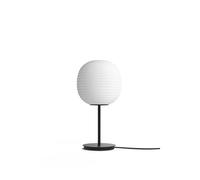 Lantern Table Lamp with Black Stem & Frosted White Opal Glas Small