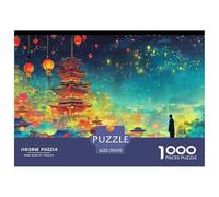 Lantern Tower Jigsaw Puzzles Puzzle for Adults Kids. 1000 Piece Rainy Night Impossible Challenge Toy Educational Game Home Decoration for Adults& Kids Age 14 Years Up 70x50cm/1000pcs