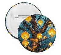 Lanterns Hang from The Trees Badge Metal Round Pins, Lightweight Brooch for Backpack, Fashion Button Pins Badge for Shirts, Jackets, Shawl Coat, Unisex, 12PCS, Tinplate, metal round pins