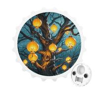 Lanterns Hang from The Trees Magnetic Bottle Opener, Space Saving Kitchen Tool, Funny Beer Opener & Refrigerator Magnet for Camping, Traveling Camping White-style