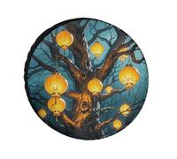 Lanterns Hang from The Trees Spare Tire Cover, 24inch Oxford Wheel Protector Travel Accessories, Waterproof Dustproof Wheel Tire Covers for RV Jeep SUV Camper Truck