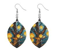 Lanterns Hang from The Trees Wooden Earrings for Women, Vintage Elegant Wood Jewelry, Lightweight Earrings for Wedding, Party, Everyday Jewelry Gift, Apricot shaped, Wood, wood