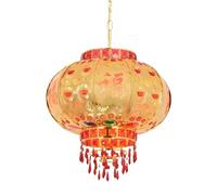 Lanterns， Round Gold Chinese Lanterns with Exquisite Pendant, Large Lucky Lantern, Red for(A,50#)