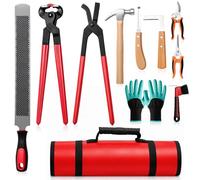 Lanties 11 Pcs 14 Inch Farrier Tools Kit Horse Shoeing Tools Hoof Trimming Set with Storage Bag for Horses Cattle Sheep and Donkeys