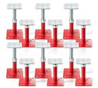 Lanties 12 Pack House Floor Jacks 5-8" Adjustable House Leveling Jacks Heavy Duty Red Screw Jack Post, Load Capacity 5000lbs, Support Tool for Floors, Beams, Stairs, and Foundations
