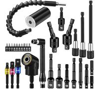 Lanties 31 Pcs Flexible Drill Bit Extension Set, Include 1/4 3/8 1/2 Inch Hex Socket Adapter Socket Bendable Magnetic Drill Extender Universal Bit Extension Screwdriver