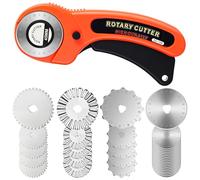 Lanties 45mm Rotary Cutter for Fabric with 50 Pcs Rotary Blades Replacement Pinking Blades, Pinking Cutter for Fabric Cutting, Leather, Crafting, Sewing, Quilting