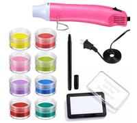 Lanties Embossing Kit with Heat Tool Bundle 8 x 10ml Embossing Powders Clear Embossings Pen Heat Gun and Ink Pad Complete Embossings Heating Tool Kit for Starter Crafts