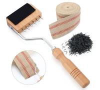 Lanties Upholstery Tool Set-3.5" Burlap Jute Webbing Tape 10 Yards, Webbing Stretcher Wood Handle, 115pcs 1/2" Black Upholstery Tacks-for Chair, Sofa, Carpet & Craft Furniture Repair Kit(Gooseneck)
