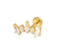 Lantine 1PC G23 Titanium Gold Helix Piercing Jewellery 16G Curved Climber Earring Stud Flat Back Clear CZ Conch Cartilage Piercing Jewellery 8mm