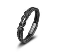 Lantine Black Braided Leather Bracelets for Men Infinity Knot Bracelets Engraved Love You Forever Massag for Son Grandsons Man Husband Love Charm Bracelet for Birthday Christmas