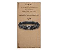 Lantine Black Leather Bracelets for Men Infinity Knot Bracelets to My Man Husband Couple Love Charm Bracelet for Birthday Christmas