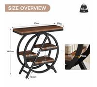 LANTINE Coffee Side Tables, 3-Tier End Table for Living Room, Wood Sofa Side Table with Storage, Industrial Nightstand and Bedside Table with Geometric Metal Frame for Bedroom, Rustic Brown