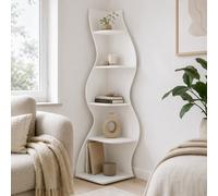 LANTINE Corner Shelf, Modern 5-Tier Wall Corner Bookshelf, Stylish Corner Small Bookcase Storage Rack Plant Stand with Unique Shape for Living Room, Home Office (White, 1PC)