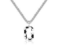 Lantine Football Letter G Necklace Initial Alphabet Pendant Necklace Stainless Steel 4mm Braided Wheat Chain Necklaces 55cm Women Men Football Fanatic Gift