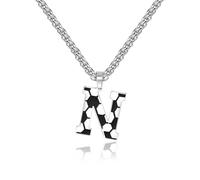 Lantine Football Letter N Necklace Initial Alphabet Pendant Necklace Stainless Steel 4mm Braided Wheat Chain Necklaces 55cm Women Men Football Fanatic Gift