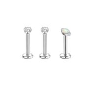 Lantine G23 Titanium Tiny Opal Marquise Helix Piercing Jewellery Flat Back Stud Earrings Set Lip Labret Snake Bite Cartilage Conch Tragus Piercing Jewellery 8mm