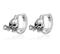 Lantine Gothic Skull Hoop Earrings for Men Women Stainless Steel Skull Flower Rose Carved Geometric Hinged Huggie Hoop Vintage Punk Jewellery