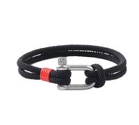 Lantine Horseshoe Charm Braided Rope Bracelet for Men & Teenagers Double Layers Nautical Manila Wrap Bangle 21Cm