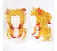 LanTing Demon Slayer: Kimetsu no Yaiba Rengoku Kyoujurou Gold Mix Red Styled Woman Cosplay Party Fashion Anime Human Costume Full wigs Synthetic Hair Heat Resistant Fiber