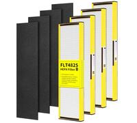 LANTINY FLT4825 HEPA Filter B Replacement Compatible with Germ-Guardian Air Purifier AC4825 AC4800 AC4850PT AC4900CA AC4820 AC4300 Air Purifier, 4 Pack with 4 Pre-Filters
