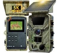 LANTOOCAM Solar Trail Camera, 5K WiFi Game Camera, 5200mAh Forever Power, 64GB SD Card, IP66 Waterproof,120° Wide Angle Night Vision for Outdoor Detection, Monitoring Trail Cameras, H.264 MP4 Video