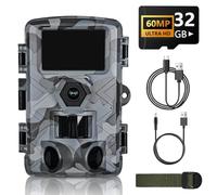 LANTOOCAM - WiFi Trail Camera, 60MP 1296P Game Camera with 32GB TF Card, Night Vision, Motion Activated, IP66 Waterproof, 120° Wide Angle for Scanning