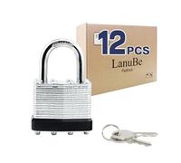 LanuBe Laminated Keyed Alike Padlock 12 Pack 1.6-in Wide Standard Shackle