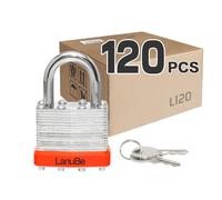 LanuBe Lock Laminated keyed Padlock (1-9/16", 40mm), keyed Alike Locks, Normal Shackle,Marked Orange Plastic Hoop, Pack of 120