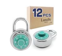 LanuBe Lock Standard Dial Combination Lock, 2 inches. Wide, with Different Combinations, Green Turnplate, Pack of 12; Lock for School, Employee, Gym Sports Locker, Case, Toolbox