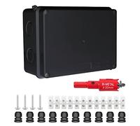 LANUCN 10 Way Junction Box with Terminal Block, 150x110x70mm IP65 Waterproof Electrical Connector Box, Outdoor IP Rated Adaptable Housing for CCTV (Black)