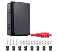 LANUCN 8 Way Junction Box with Terminal Blocks, 200x100x70mm IP65 Waterproof Electrical Connection Box, Outdoor IP Rated Adaptable Enclosure for CCTV (Black)