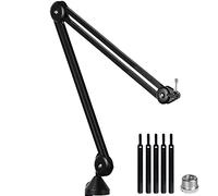 LANUCN Boom Arm pro - 3/8 5/8 Upgraded Desktop Microphone Stand with Anti-shaking Desk Clamp, Long Mic Suspension Boom Holder for Blue Yeti Nano Snowball Ice and Other Mics (V35 boom arm)